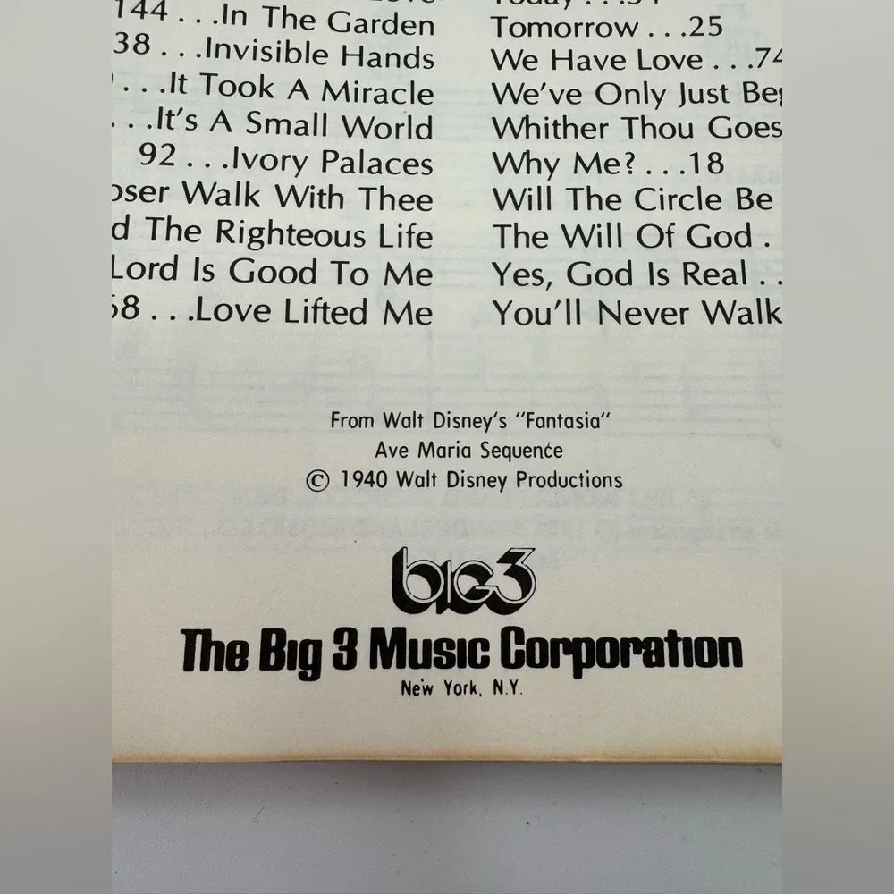 Disney Presents: 58 Songs of Inspiration -Vintage Sheet Music Folio (1979) | GUC